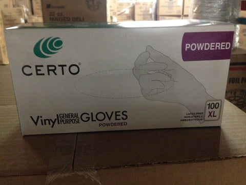 Vinyl food service gloves all sizes with or without powder 10/100
